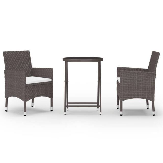 Berkfield Home 3 Piece Garden Bistro Set Poly Rattan & Tempered Glass Brown - image 1