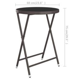 Berkfield Home 3 Piece Garden Bistro Set Poly Rattan & Tempered Glass Brown - thumbnail 9