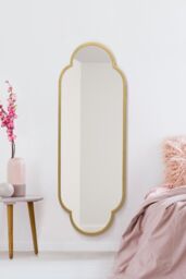 "MirrorOutlet Gold Metal Framed Double Arched Oval Wall Mirror 59"" X 20"" 150 X 52CM - Size: 1 Pack" - thumbnail 1