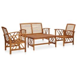 Berkfield Home 4 Piece Garden Lounge Set Solid Acacia Wood in Brown - thumbnail 1