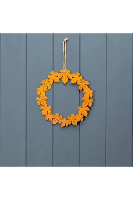 KDMD Small Metal Autumnal Leaf Wreath in Orange - image 1