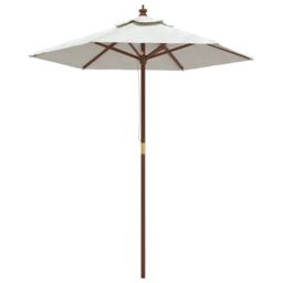 Berkfield Home Garden Parasol with Wooden Pole Sand 196x231 cm in White - thumbnail 2