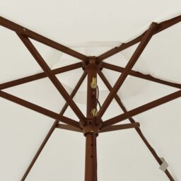 Berkfield Home Garden Parasol with Wooden Pole Sand 196x231 cm in White - thumbnail 6
