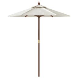 Berkfield Home Garden Parasol with Wooden Pole Sand 196x231 cm in White - thumbnail 4