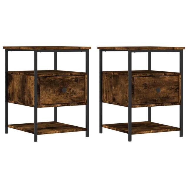 Berkfield Home Bedside Cabinets 2 pcs Smoked Oak 40x42x56 cm Engineered Wood in Brown - Size: 40 x 42 x 56 cm - image 1