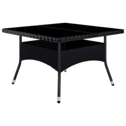 Berkfield Home 9 Piece Garden Dining Set Poly Rattan & Tempered Glass Black - thumbnail 7