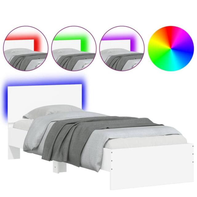 Berkfield Home Bed Frame without Mattress with LED Lights White 90x190 cm Single - image 1