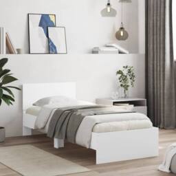 Berkfield Home Bed Frame without Mattress with LED Lights White 90x190 cm Single - thumbnail 4