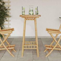 Berkfield Home Outdoor Bar Table Round √ò55x100 cm Bamboo in Brown - Size: 55x100 cm - thumbnail 3