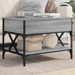 Berkfield Home Coffee Table Grey Sonoma 70x50x50 cm Engineered Wood & Metal - Size: 70 x 50 x 50 cm - thumbnail 2