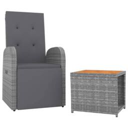 Berkfield Home 2 Piece Garden Lounge Set Grey Poly Rattan&Solid Wood Acacia - thumbnail 3