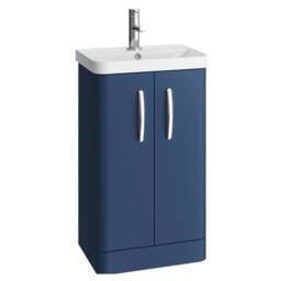 Balterley Handsacre Contemporary 2 Door Vanity Basin Unit, Satin Blue, 500mm in Blue