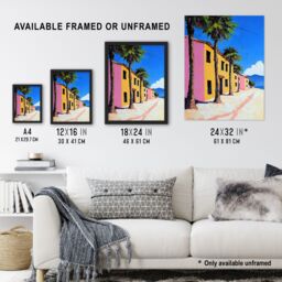 Artery8 Coastal Village Houses Palm Trees Spain Townscape Framed Art Print - Size: A4 - thumbnail 3