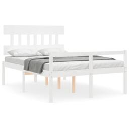 Berkfield Home Bed Frame with Headboard White 140x200 cm Solid Wood - thumbnail 2