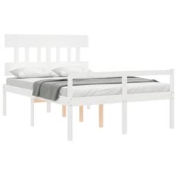 Berkfield Home Bed Frame with Headboard White 140x200 cm Solid Wood - thumbnail 4