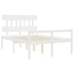 Berkfield Home Bed Frame with Headboard White 140x200 cm Solid Wood - thumbnail 5