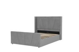 Harmin LUXURY 5ft King Grey SUNSHINE Plush Velvet Ottoman Sunshine Winged bed - Size: EU King - thumbnail 6