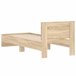 Berkfield Home Durable Bed Frame with Headboard Sonoma Oak 90x190 cm Single Engi in Light Brown - thumbnail 7