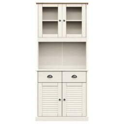 Berkfield Home Highboard VIGO White 78x40x175 cm Solid Wood Pine - Size: 78 x 40 x 175 cm - thumbnail 5