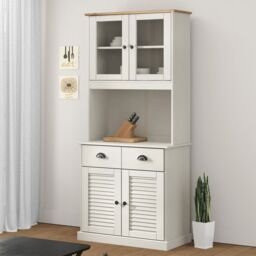 Berkfield Home Highboard VIGO White 78x40x175 cm Solid Wood Pine - Size: 78 x 40 x 175 cm - thumbnail 1