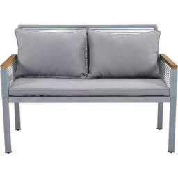 FENCHILIN Garden Lounge Set Double Sofa 2 Airchairs with Table Rattan Metal in Grey - thumbnail 6