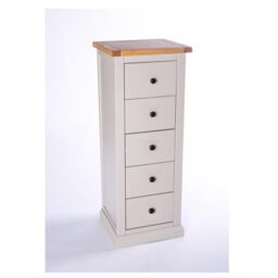 Cabinet Bits Loreo 5 Drawer Narrow Chest of Drawers Brass Knob in Light Grey - thumbnail 3