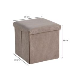 Home Source Ottoman Storage Chest Folding Corduroy Fabric Solid Storage Box in Grey - thumbnail 7