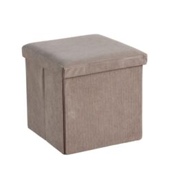 Home Source Ottoman Storage Chest Folding Corduroy Fabric Solid Storage Box in Grey - thumbnail 6