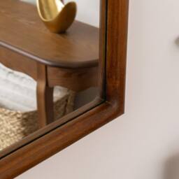Melody Maison Dark Wood Framed Arched Wall & Mantle Mirror - 90cm X 75cm in Brown - Size: 90 cm X 75 cm - thumbnail 5