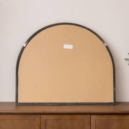 Melody Maison Dark Wood Framed Arched Wall & Mantle Mirror - 90cm X 75cm in Brown - Size: 90 cm X 75 cm - thumbnail 6