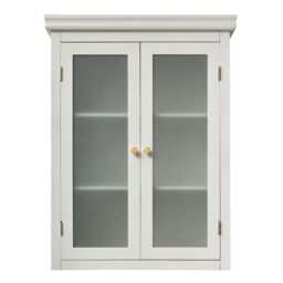 Melody Maison Grey Frosted Glass Fronted Wall Cabinet 75cm X 57cm in White - Size: 75 cm X 57 cm - thumbnail 1