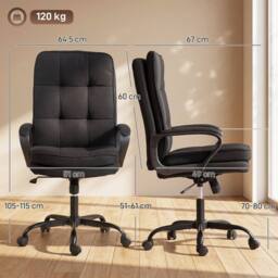 HOMCOM Fabric Office Chair, Computer Desk Chair for Home, Black - thumbnail 3