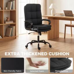 HOMCOM Fabric Office Chair, Computer Desk Chair for Home, Black - thumbnail 6