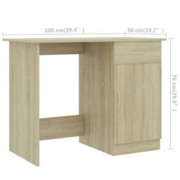 Berkfield Home Desk Sonoma Oak 100x50x76 cm Engineered Wood in Brown - Size: 100 x 50 x 76 cm - thumbnail 9