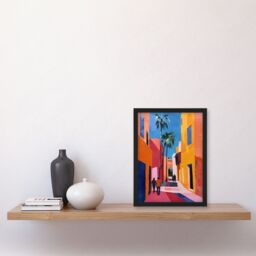 Artery8 Vibrant Casablanca Street African Architecture Framed Art Print - Size: A4 - thumbnail 4