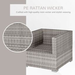 OUTSUNNY Outdoor Garden Furniture Rattan Single Middle Sofa w/ Cushions in Grey - thumbnail 6