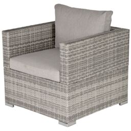 OUTSUNNY Outdoor Garden Furniture Rattan Single Middle Sofa w/ Cushions in Grey - thumbnail 2