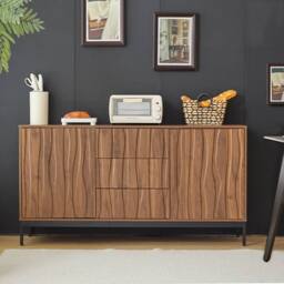 BTM Dark Oak Sideboard with 3 Drawers, Mid-Century Style 150CM in Brown - thumbnail 7