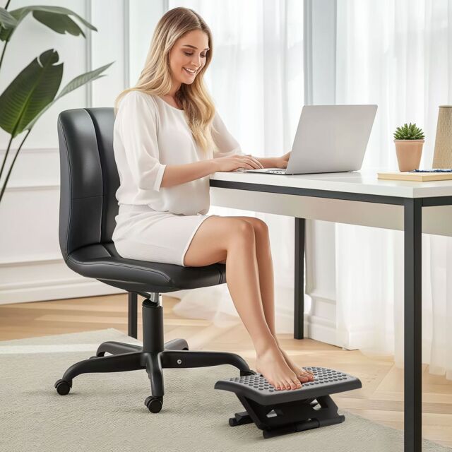 HOMCOM Rest for Under Desk with Massage Function, Adjustable Angle & Height in Black - image 1