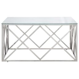 Berkfield Home Coffee Table Silver Stainless Steel & Tempered Glass - thumbnail 3