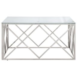 Berkfield Home Coffee Table Silver Stainless Steel & Tempered Glass - thumbnail 4