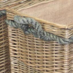 Red Hamper Wicker Rectangular Rope Handled Log Basket in Brown - thumbnail 2