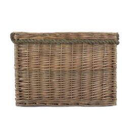 Red Hamper Wicker Rectangular Rope Handled Log Basket in Brown - thumbnail 3
