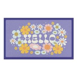 Artsy Mats Elizabeth Olwen Hello Floral Indoor/Outdoor Doormat (90x60cm) in Purple - Size: 60 x 90 cm - thumbnail 2