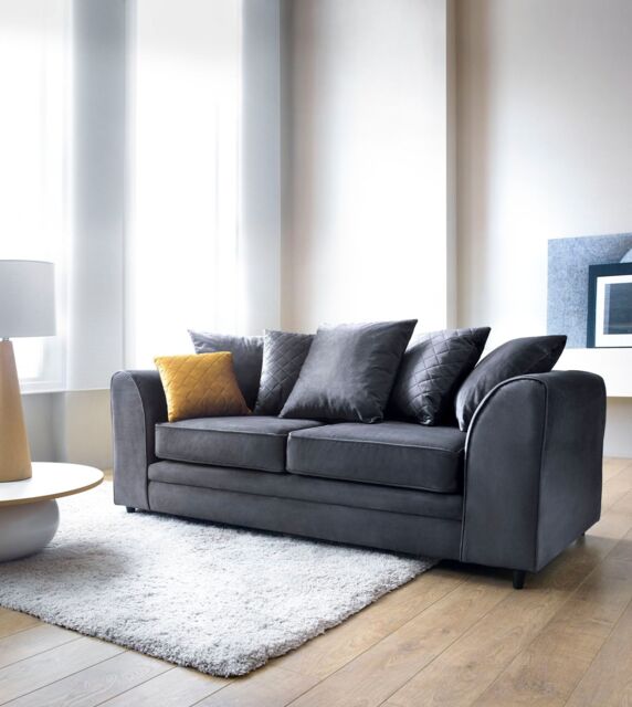 Abakus Direct Chicago Spill-Proof Velvet 3 Seater Sofa in Dark Grey - image 1