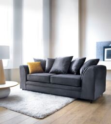 Abakus Direct Chicago Spill-Proof Velvet 3 Seater Sofa in Dark Grey - thumbnail 1