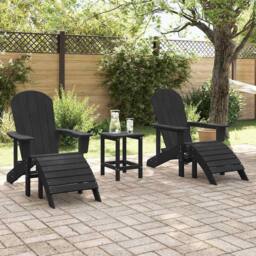 Berkfield Home 3 Piece Garden Lounge Set Black HDPE - thumbnail 4