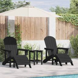 Berkfield Home 3 Piece Garden Lounge Set Black HDPE - thumbnail 2