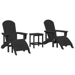 Berkfield Home 3 Piece Garden Lounge Set Black HDPE - thumbnail 1