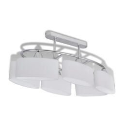 Berkfield Home Ceiling Lamp with Ellipsoid Glass Shades for 6 E14 Bulbs in White - thumbnail 2